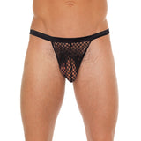 Mens Black GString With Black Net Pouch