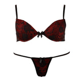 Cottelli Red and Black Lace Bra Set