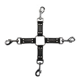 4Way Black Leather Hogtie Cross